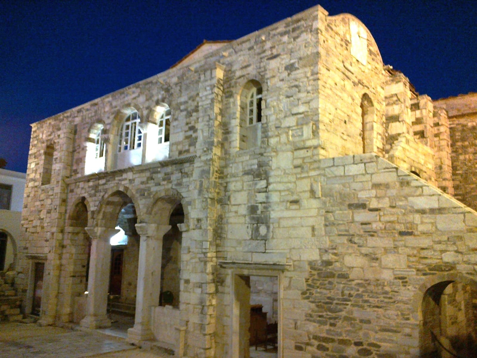 Panagia Ekatontapiliani on Paros at dusk