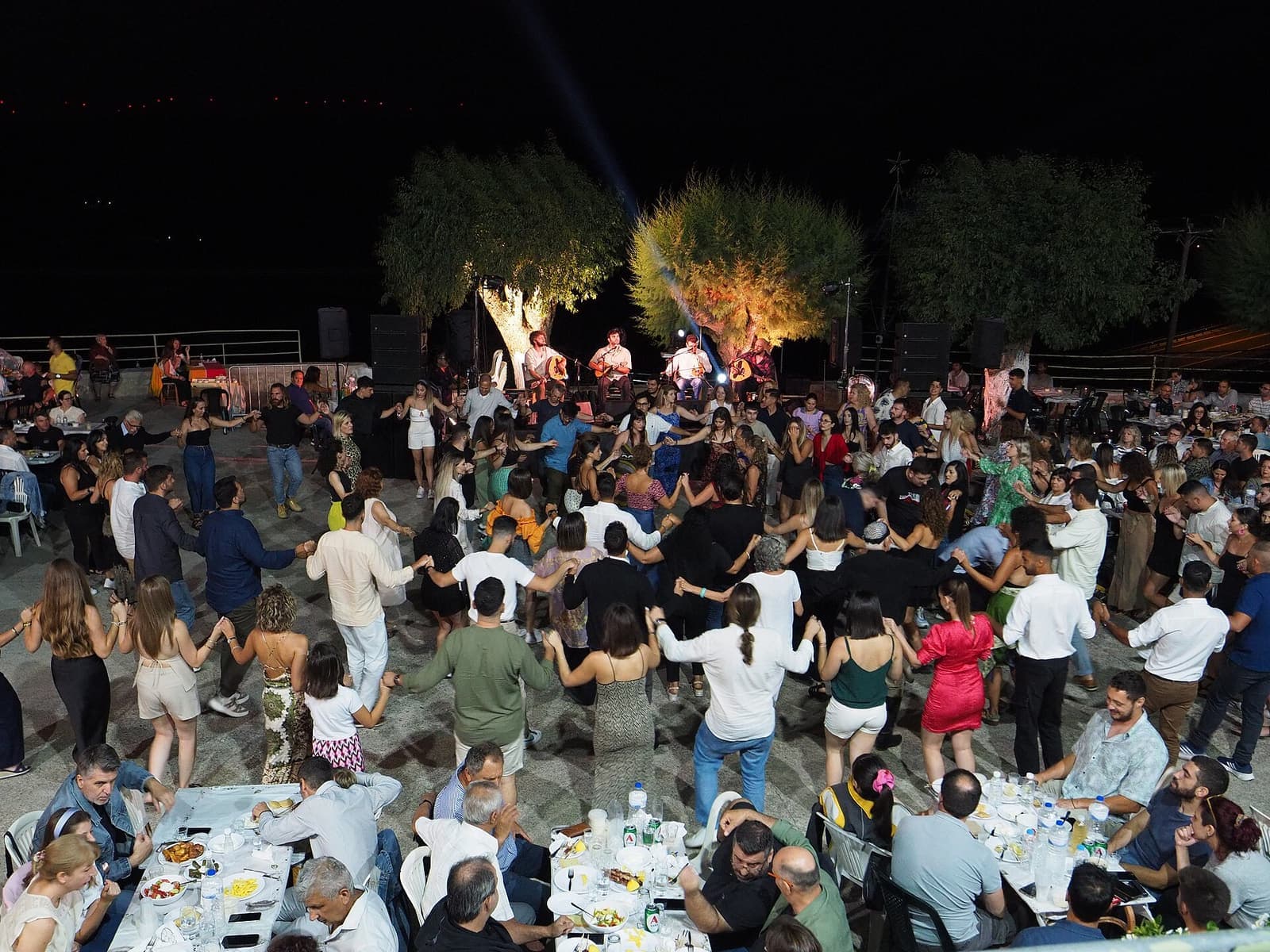 Long tables at a village panigyri in Crete