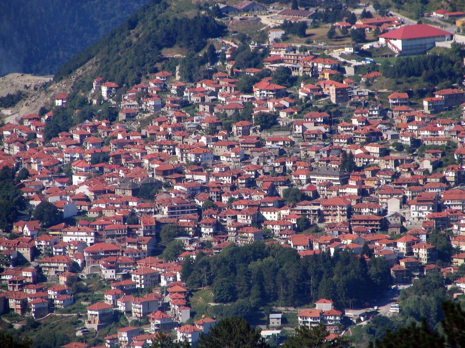 The red roofs of Metsovo in the Pindus mountains