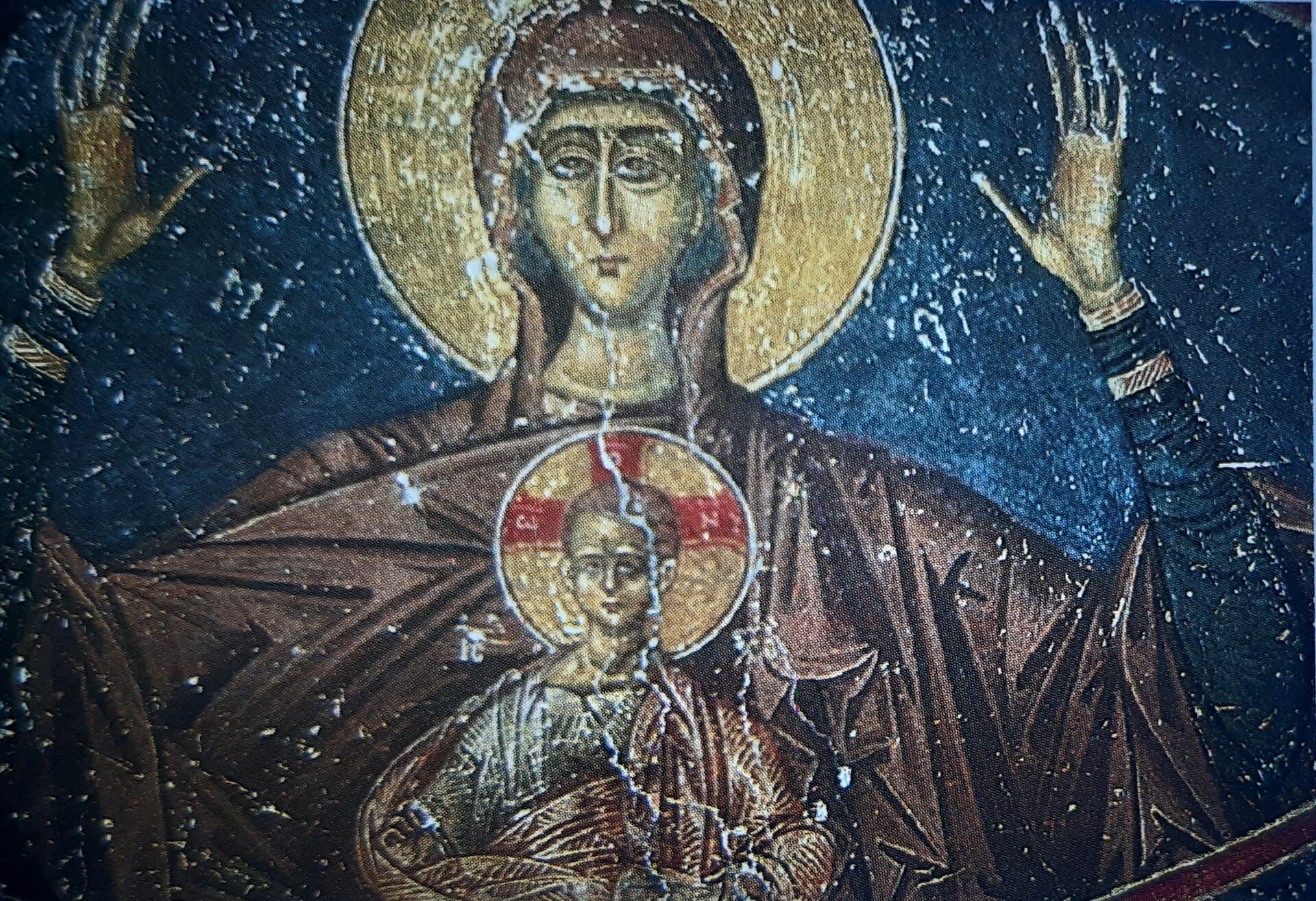 Fresco of the Virgin Platytera in a church of Kastoria