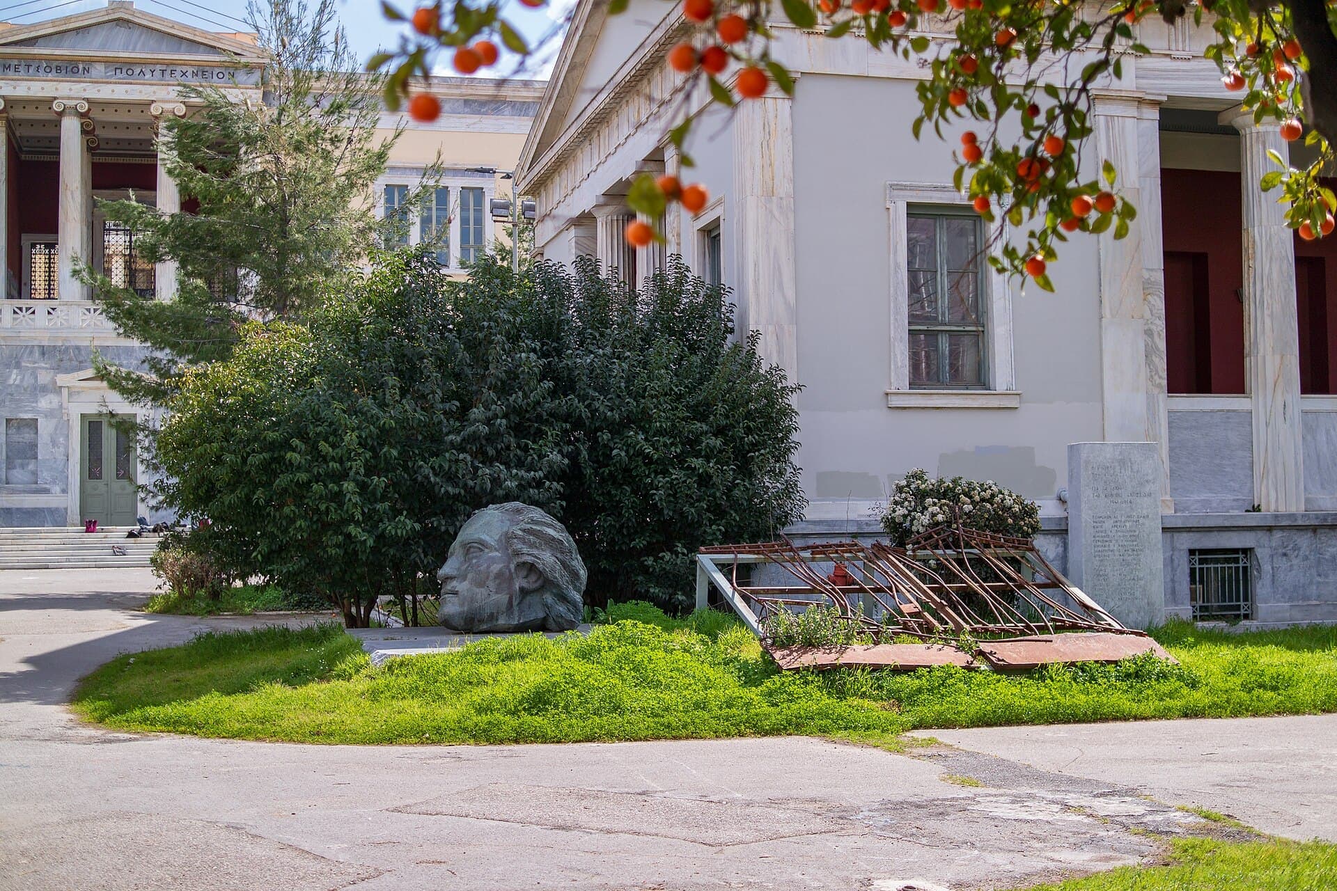 The crushed gate of the Athens Polytechnic, memorial of the November 1973 uprising