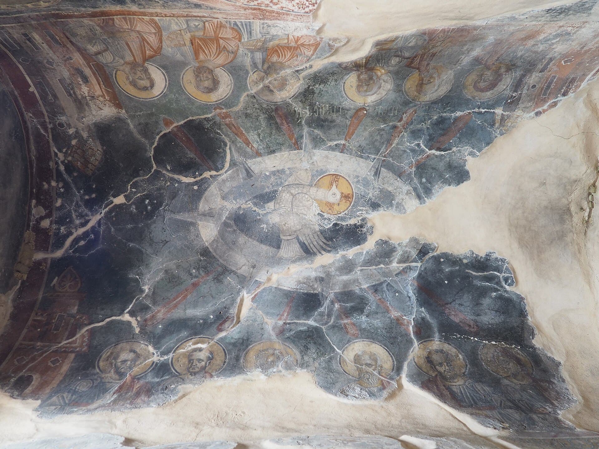 Byzantine frescoes in the dome of a church on Chios