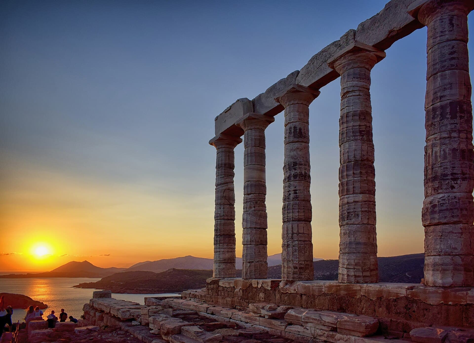 The Temple of Poseidon at Cape Sounion at sunset
