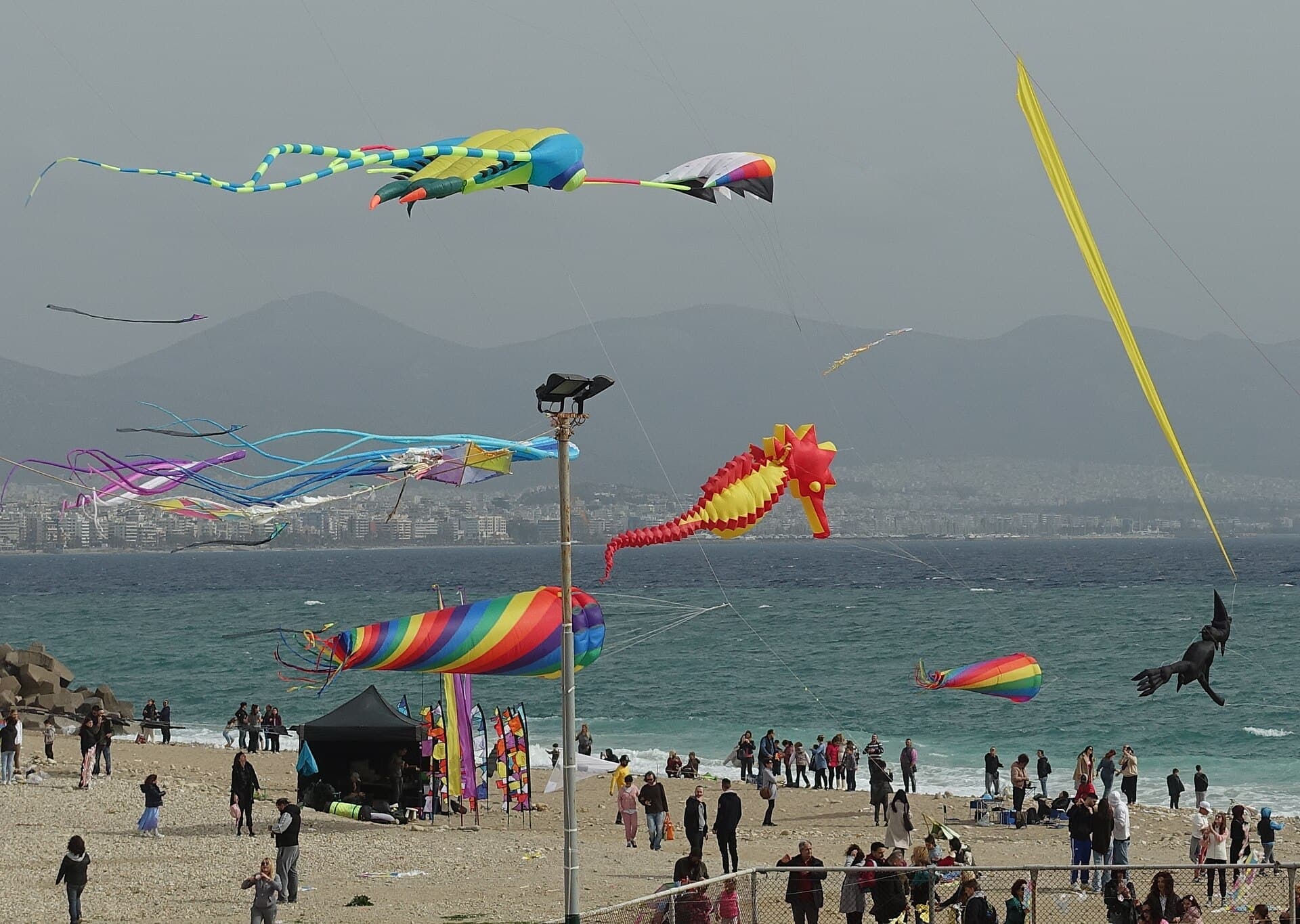 Kites over the south coast of Piraeus on Clean Monday