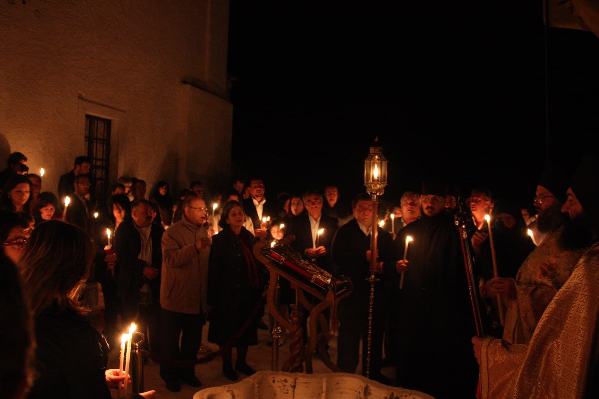 Candles lit from the Holy Light at the Resurrection service