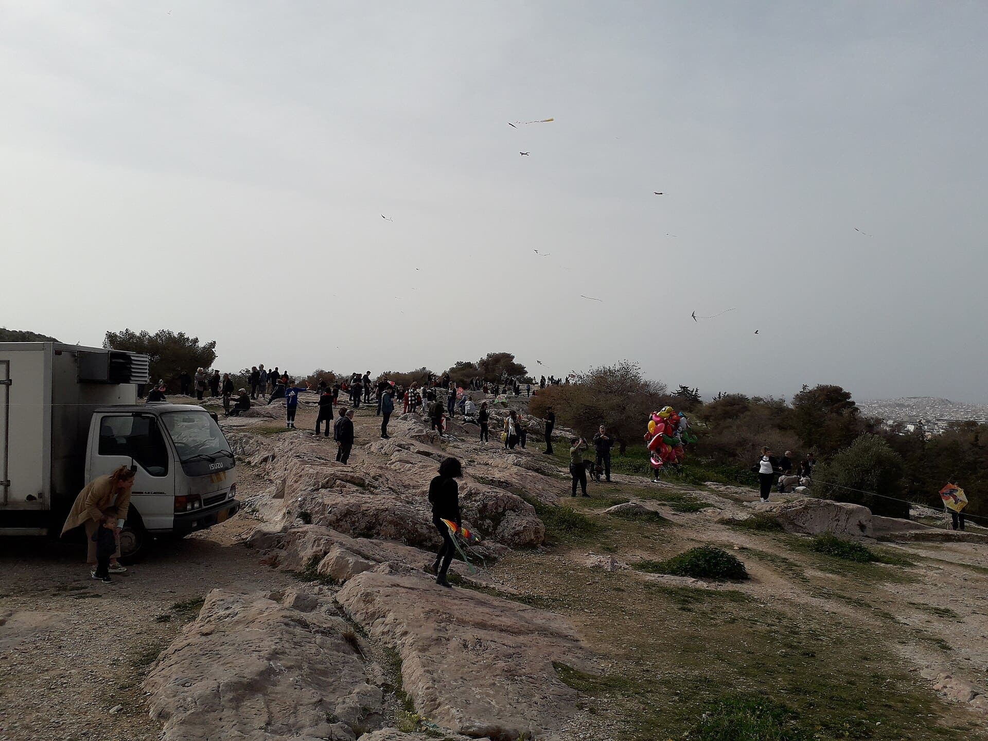 Kite flying on Philopappos Hill on Clean Monday
